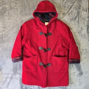 Vintage North Legend Plaid Lined Wool Toggle Duffle Coat Sz Med Fit Lrg Ireland
